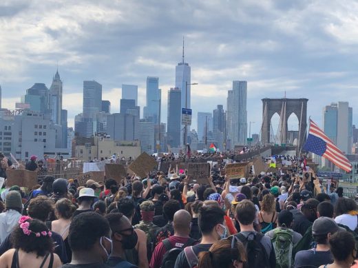 Black Lives Matter march across the Brooklyn Bridge, New York City, 2020 - BLM