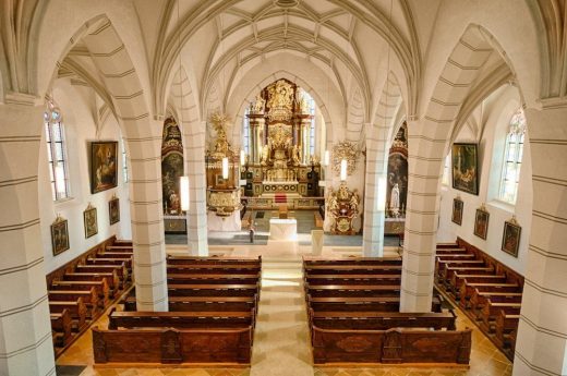 Parish church in Mank, Austria building interior