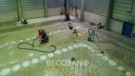 Polished concrete treatment for large surfaces