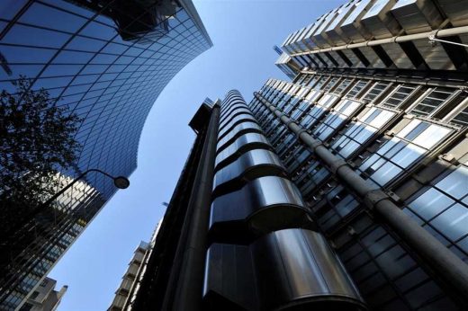 Lloyds of London Building looking up