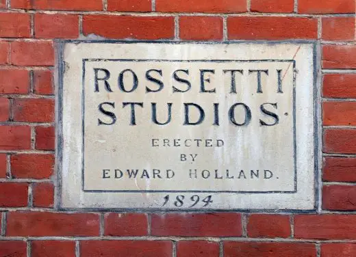 Rossetti Studios Chelsea Building name plaque