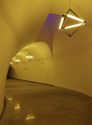 Ólafur Elíasson’s Sometimes an underground movement is an illuminated bridge tunnel, 2020, in the Nancy and Rich Kinder Building at the Museum of Fine Arts, Houston