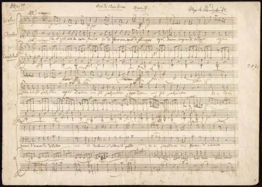 manuscript Wolfgang Amadeus Mozart wrote in 1786