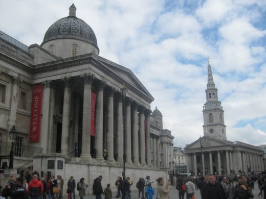 National Gallery building by William Wilkins architect - entry stairs and portico