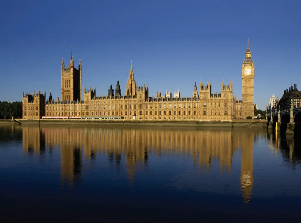 Palace of Westminster building viewed across the River Thames