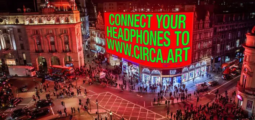 David Hockney at Piccadilly Circus, London