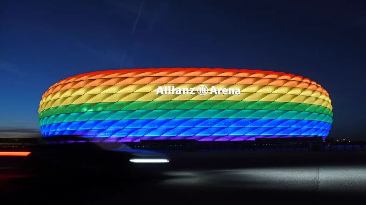 Allianz Arena rainbow colours