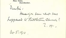 Correspondence from Thomas Hardy