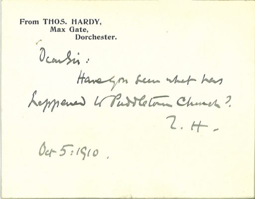 Correspondence from Thomas Hardy