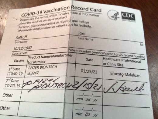 Covid 19 vaccination record card USA 2021