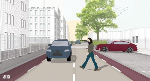 Distelweg Street of the Future car pedestrian - UNStudio Community Building and Placemaking Report