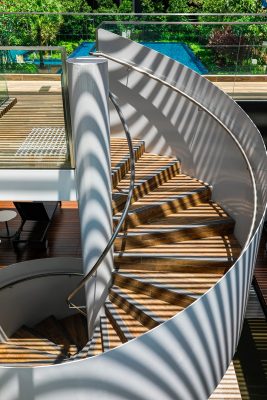 Singapore condo spiral staircase design