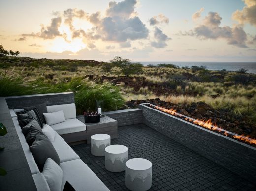 Hawaii luxury home firepit terrace seats