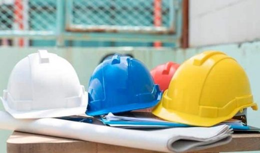 Construction workers hard hats help guide