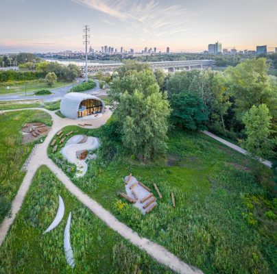 Educational pavilion on the Vistula River in Warsaw Poland