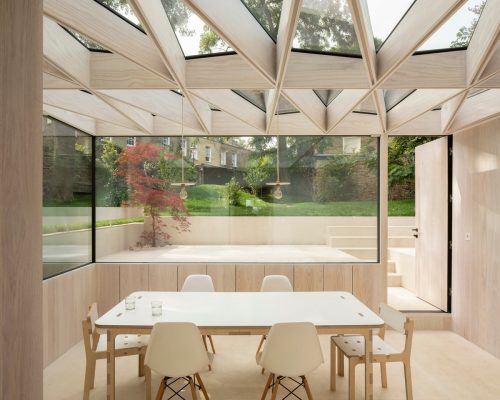 Wooden Roof London house conservatory extension