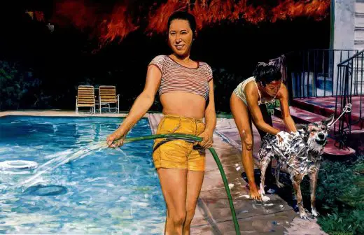 John Valadez, Pool Party, 1986