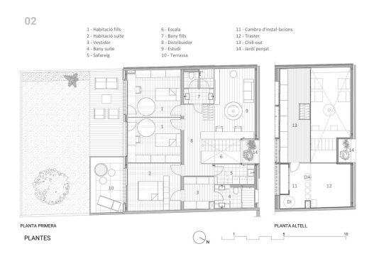 Costa Dorada house by 2BMFG arquitectes first floor layout