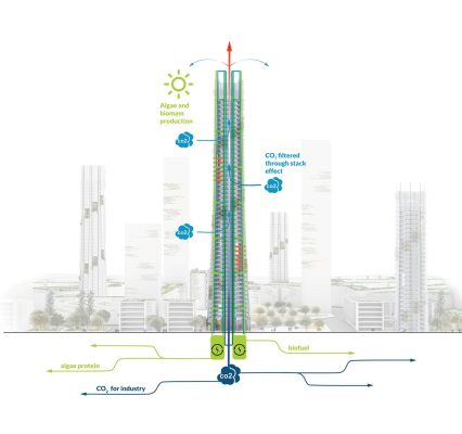 Urban Sequoia building for absorbing carbon by SOM