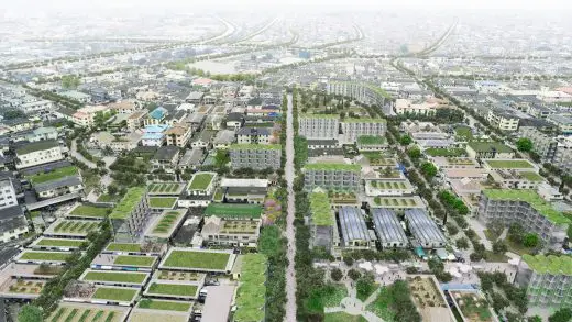Urban Sequoia building for absorbing carbon Lagos Nigeria Africa