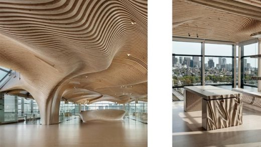 One Main Offices in Boston, Massachusetts - CNC designed architectural interiors with wood routing