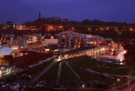 The Scottish Parliament, Edinburgh building lighting design by Office for Visual Interaction