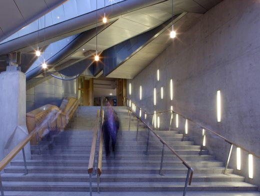 The Scottish Parliament, Edinburgh interior stairs lighting design
