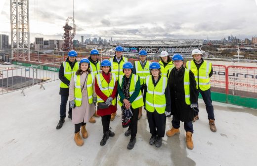 V&A East museum building Stratford topping out