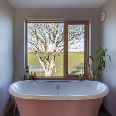 Kent farmhouse interior rolltop bath bathroom view