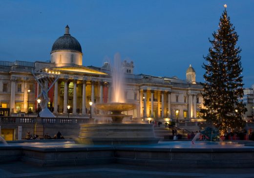National Gallery London at dusk