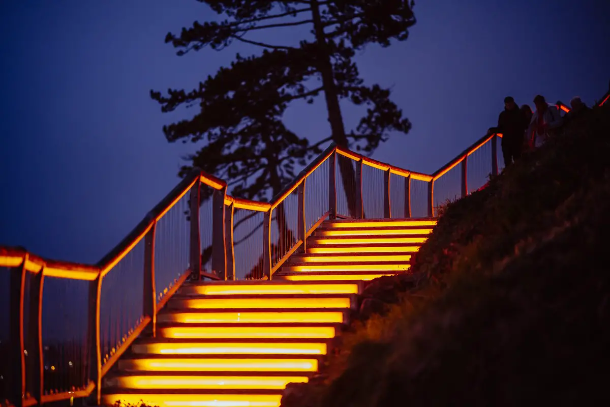 Royal Terrace Gardens Torquay, Devon lighting stairs