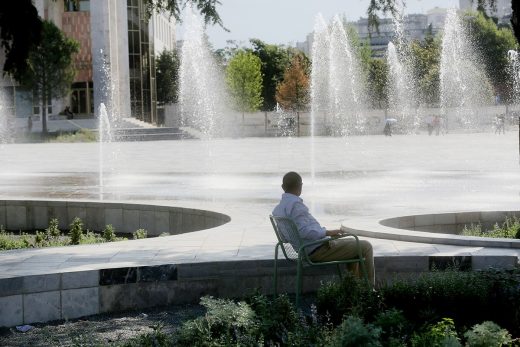 Skanderbeg Square Tirana, Albania public space design fountains