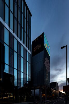 Manchester Metropolitan University SODA façade lighting UK