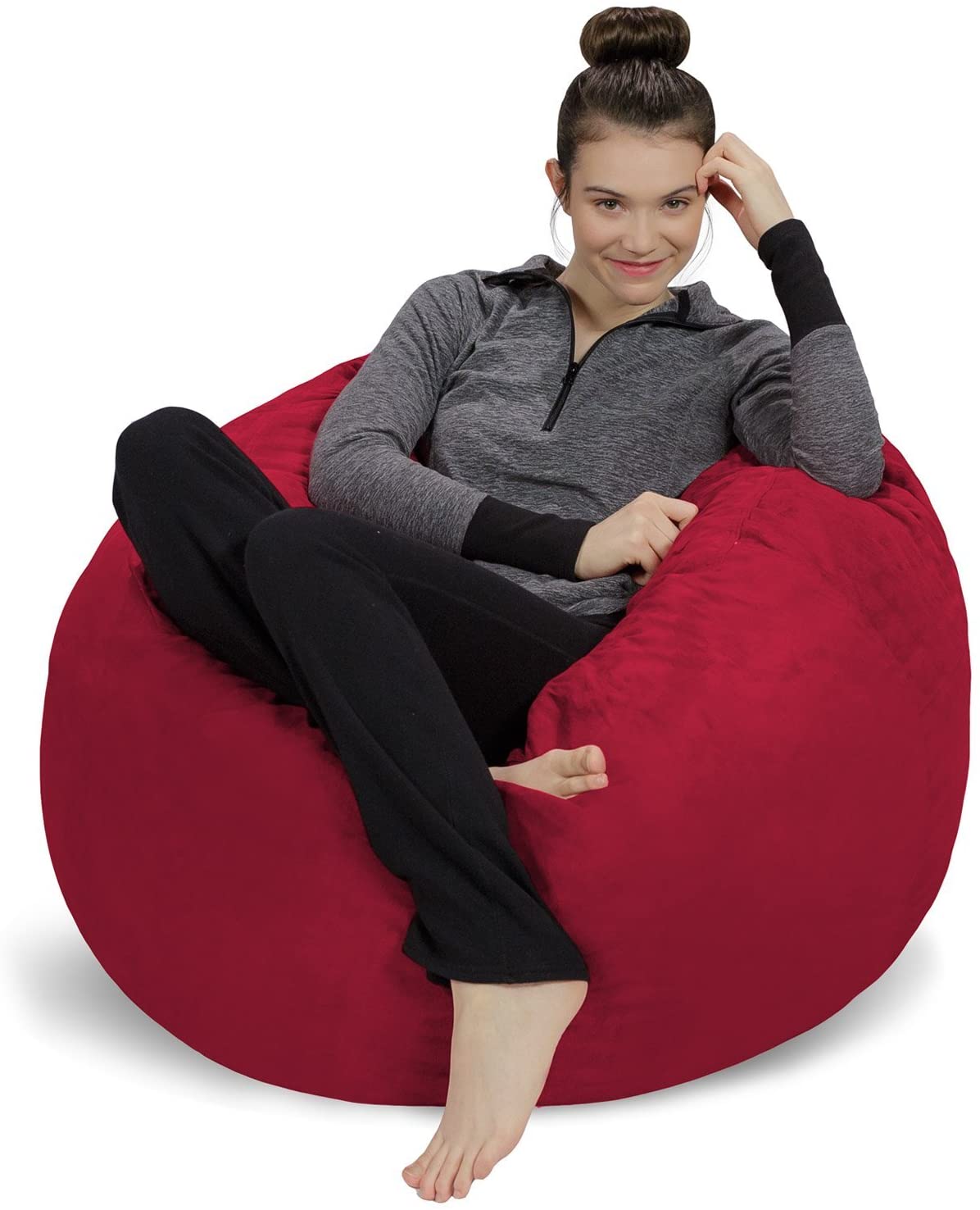 ULTIMATE SACK Kids Sack Bean Bag Chair: Giant Foam-Filled Furniture Double Stitched Seams Black, Suede Machine Washable Covers and 100% Virgin Foam Kids Bean Bag. Durable Inner Liner 