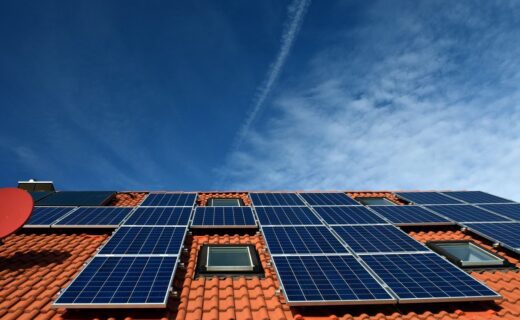 Green building solar panels energy saving