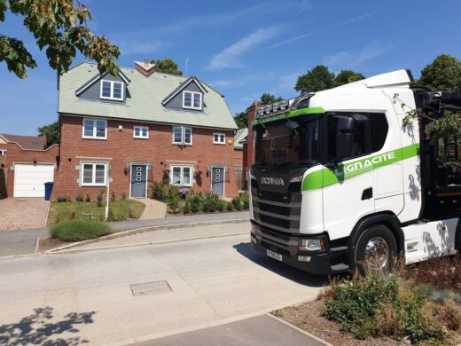 Lignacite truck at house development UK