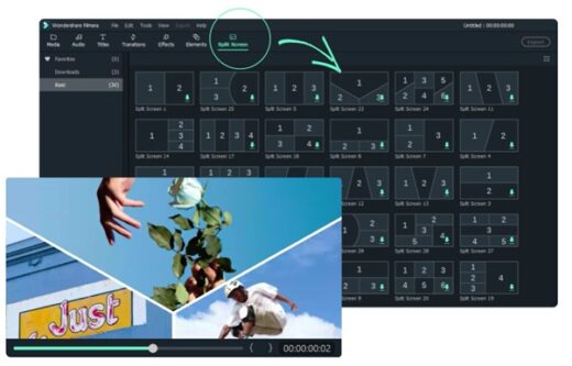 Split-Screen effects to create video in Filmor