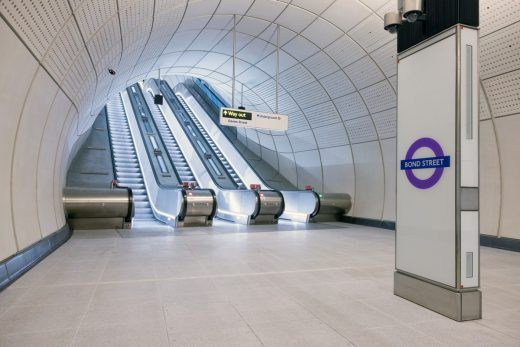 Escalators to Western Ticket Hall at Bond Street station