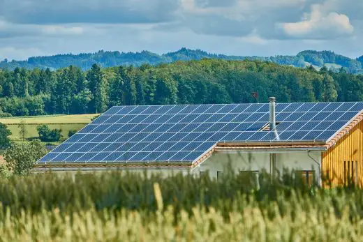 Solar panels building an energy-efficient home