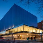 Exterior view of The Lindemann at dusk. Image credit Warren Jagger for Brown University.