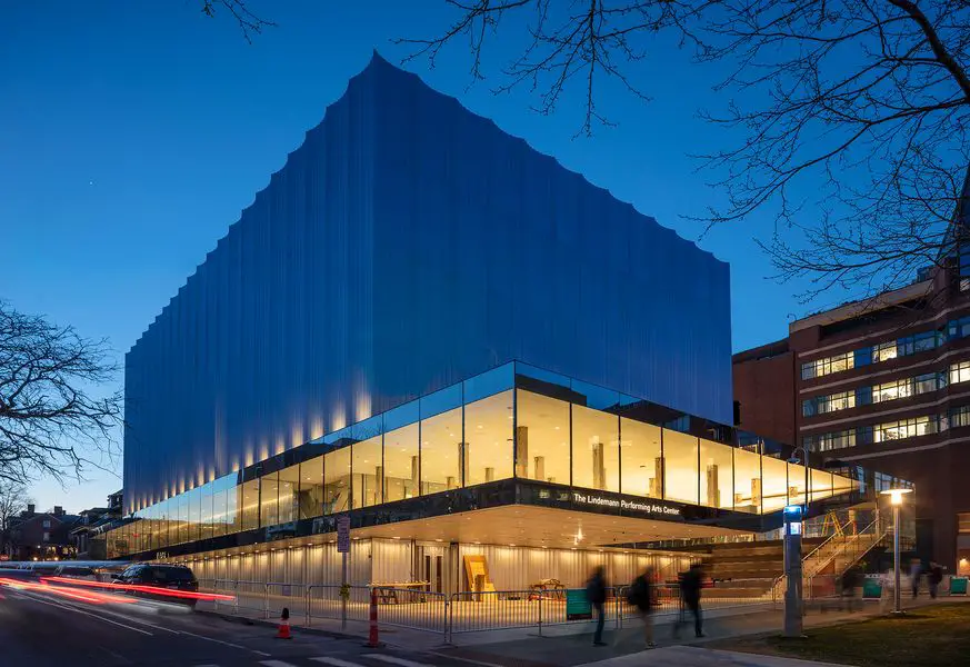 Exterior view of The Lindemann at dusk. Image credit Warren Jagger for Brown University.