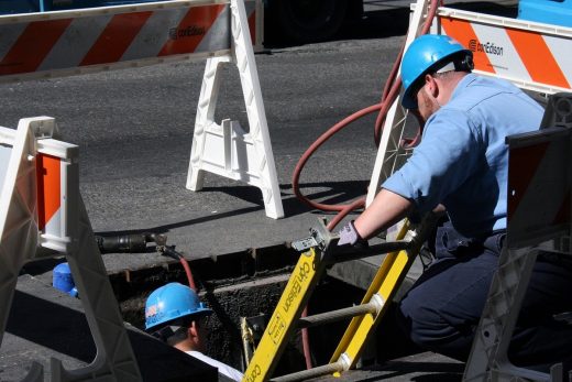 repair man safety working ladder