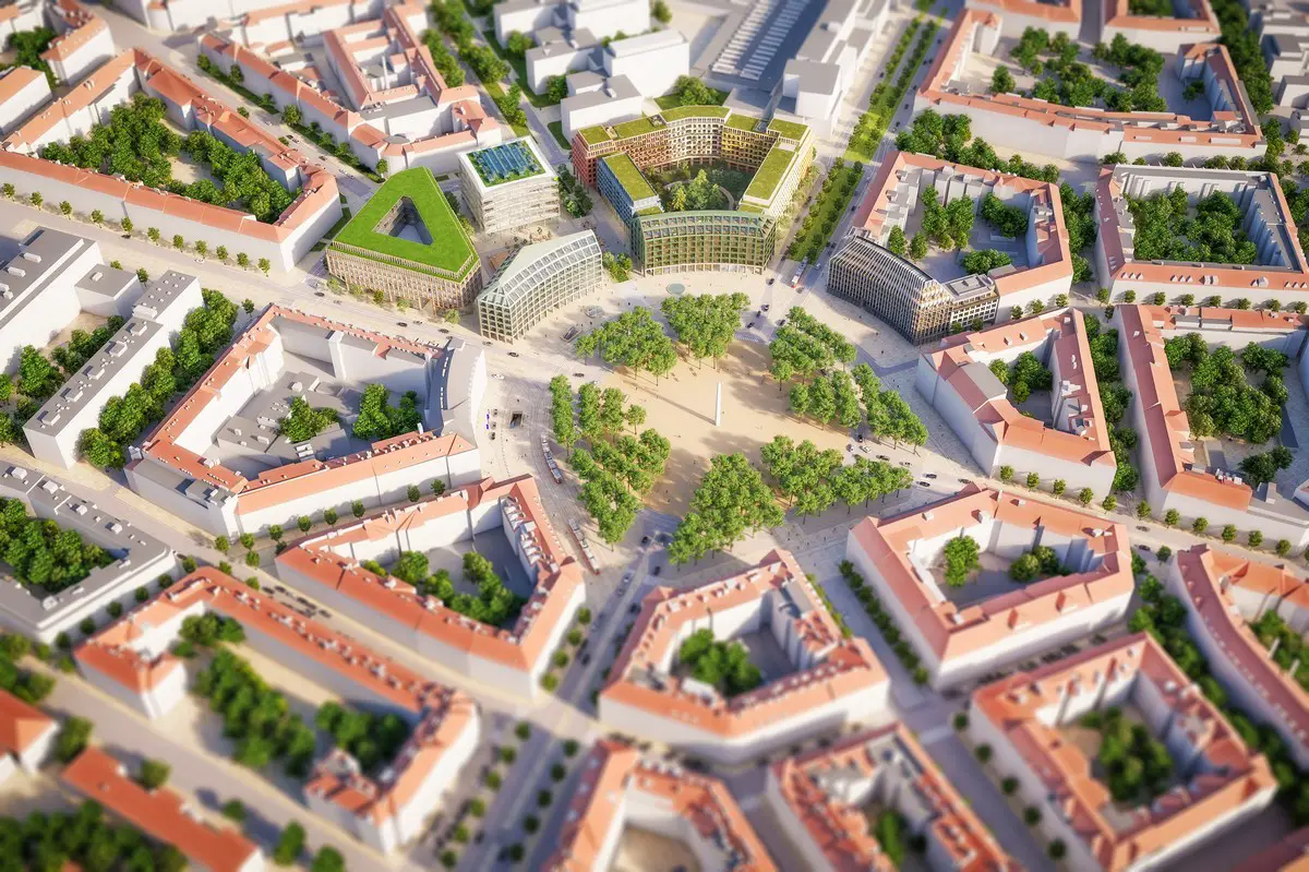 Prague Victory Square Design Competition 2023 winner aerial