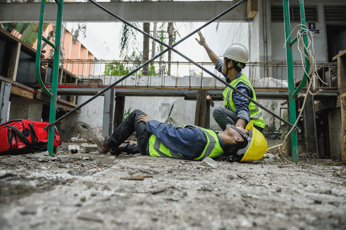 The aftermath of a construction site accident