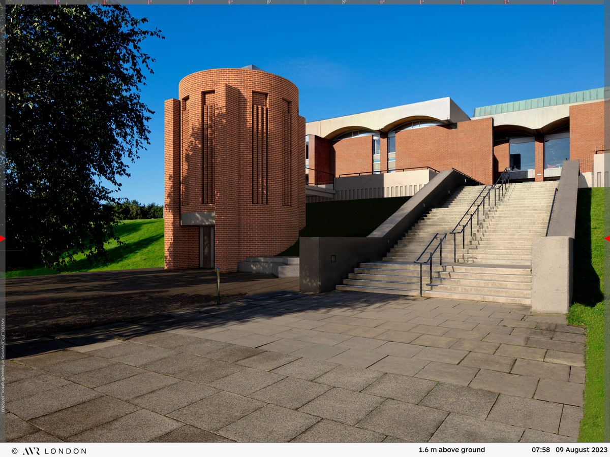 University of Sussex Library Circular lift tower and walkway UK