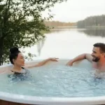 hot tub experience man and woman lake