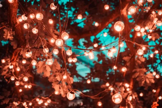 Outdoor lighting complements patio design
