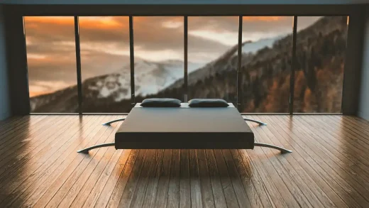 Stylish home furniture, wood flooring