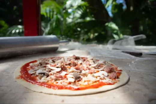 pizza ready to be put into an oven
