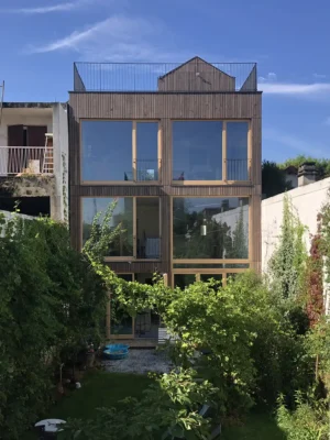 Modern Paris wooden house facade garden